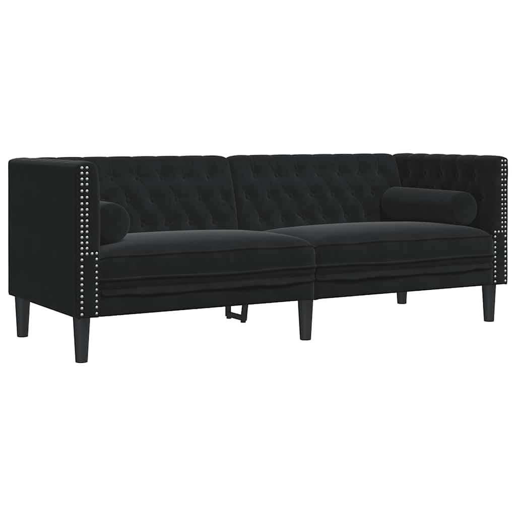 Καναπές Chesterfield Σετ 2 Τεμ. με Στηρίγματα Αν. Γκρι Βελούδο