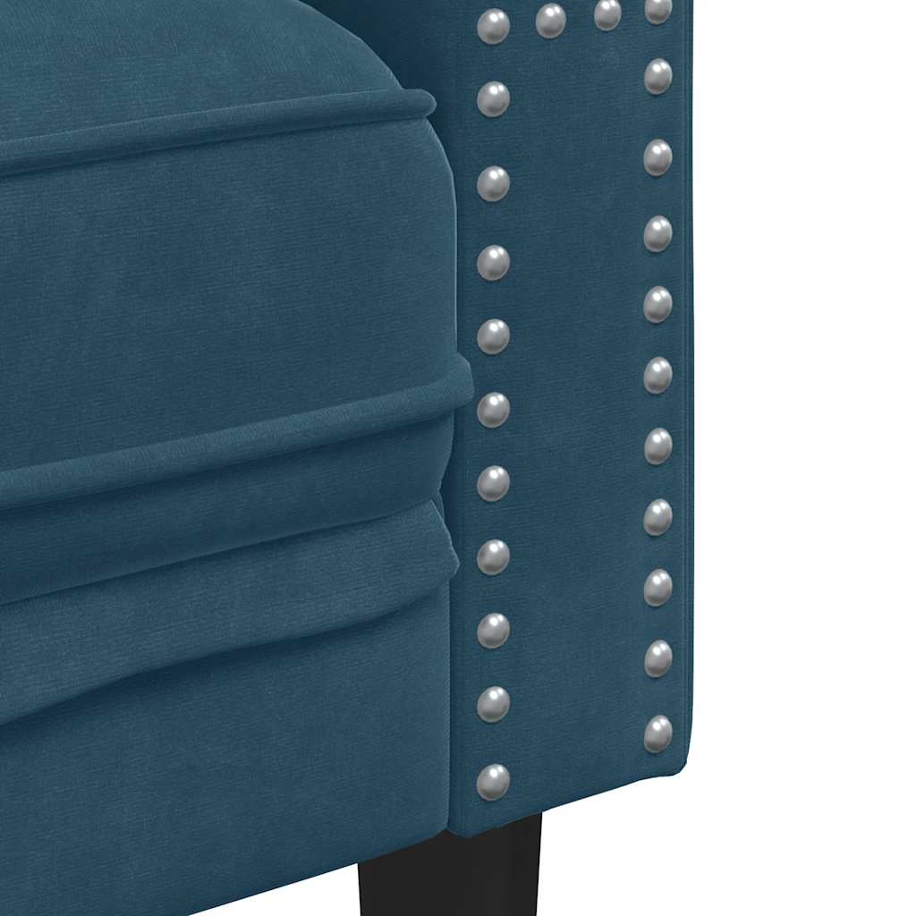 Σετ Καναπέδων Chesterfield 2 Τεμαχίων με Στηρίγματα Μπλε Βελούδο