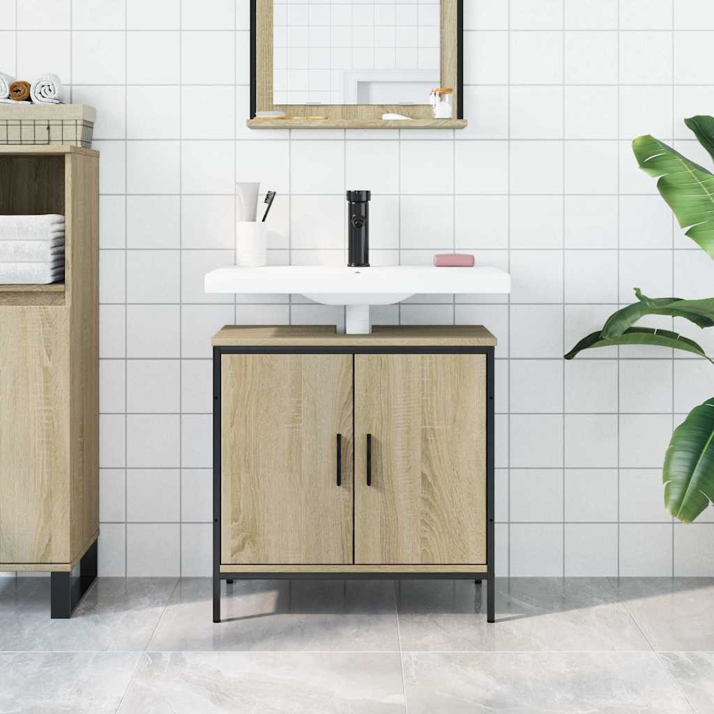 Ντουλάπι Νιπτήρα Μπάνιου Sonoma Δρυς 60x30x60 εκ. Επεξ. Ξύλο