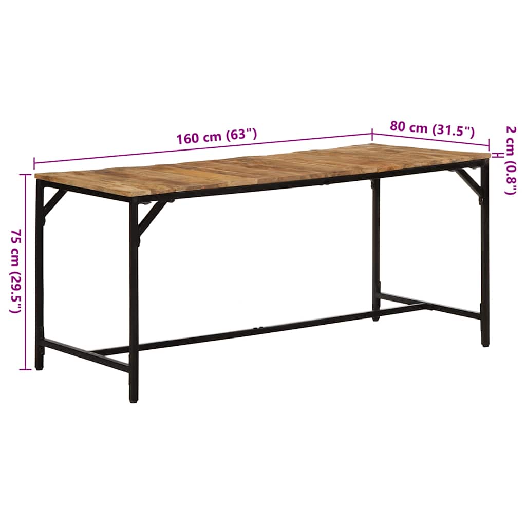 Τραπεζαρία 160 x 80 x 75 εκ. από Μασίφ Ακατέργαστο Ξύλο Μάνγκο