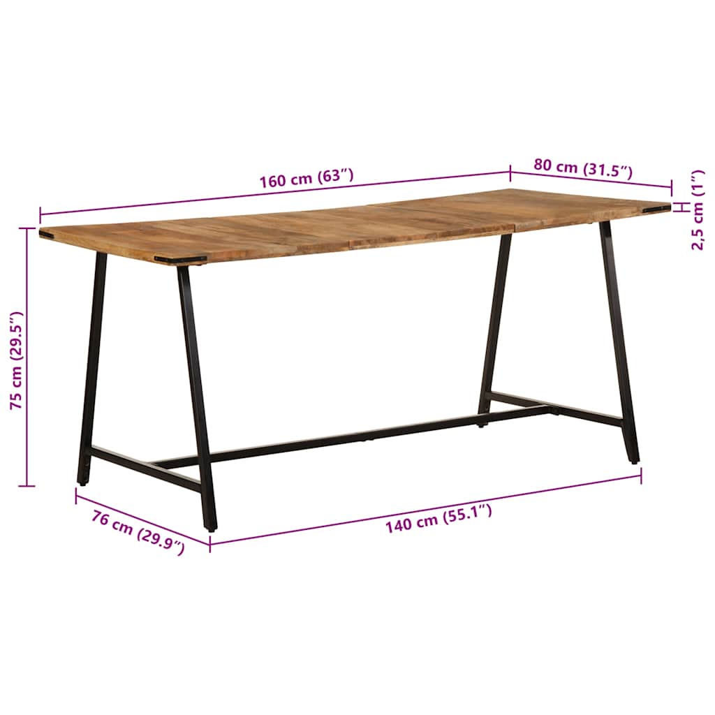Τραπεζαρία 160 x 80 x 75 εκ. από Μασίφ Ξύλο Μάνγκο