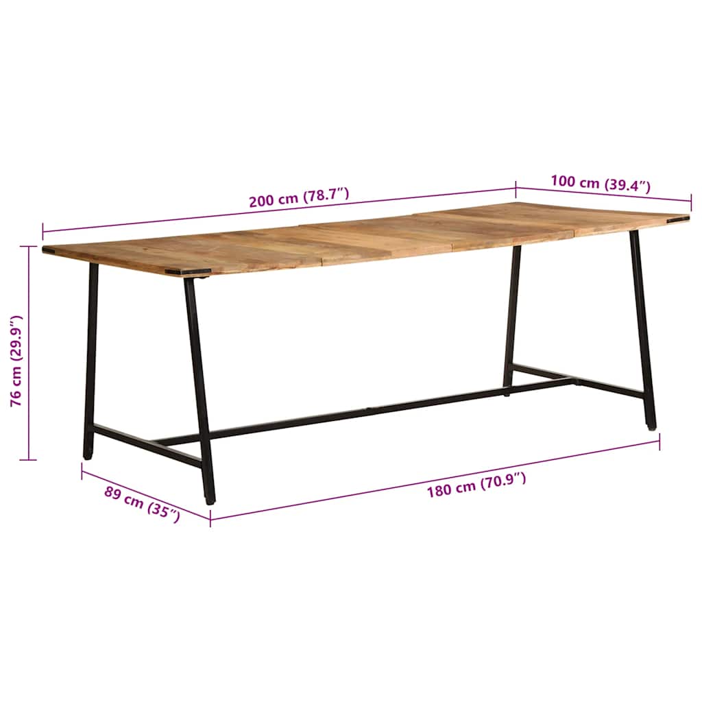 Τραπεζαρία 200 x 100 x 75 εκ. από Μασίφ Ξύλο Μάνγκο