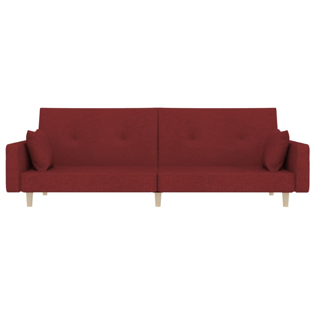 Καναπές Κρεβάτι Διθέσιος Μπορντό Υφασμάτινος με Δύο Μαξιλάρια
