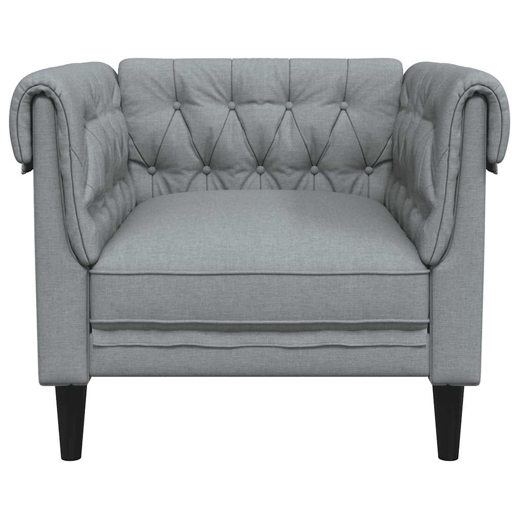 Πολυθρόνα Chesterfield Ανοιχτό Γκρι Υφασμάτινη