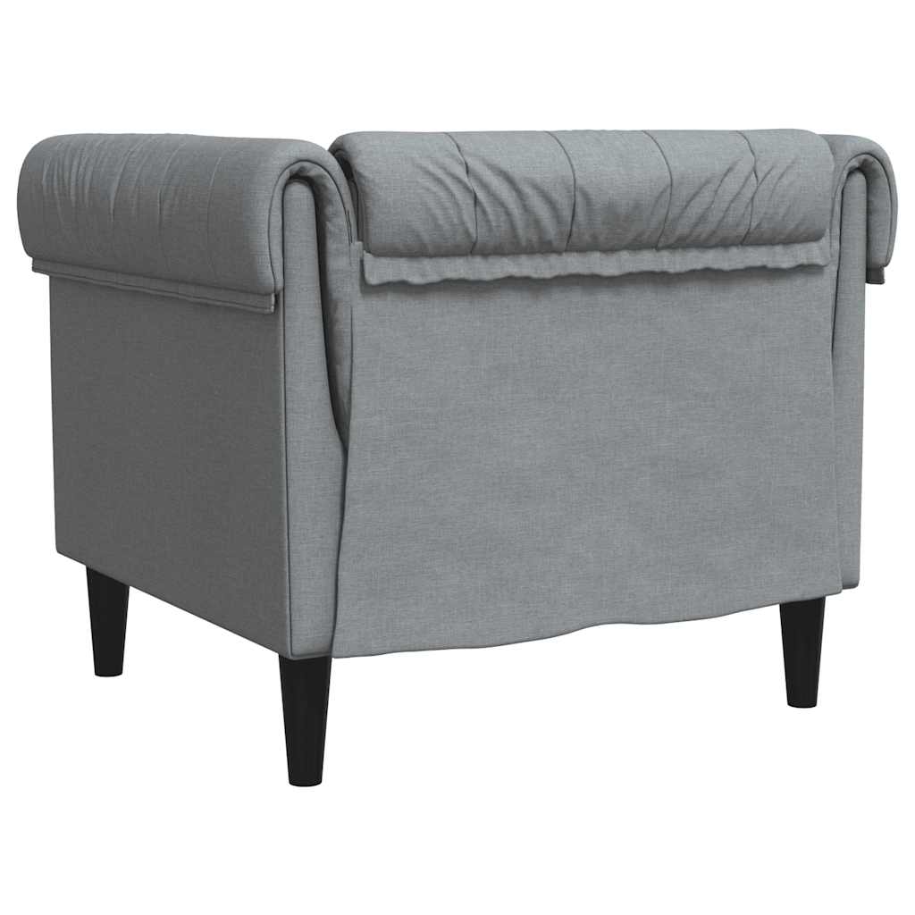 Πολυθρόνα Chesterfield Ανοιχτό Γκρι Υφασμάτινη