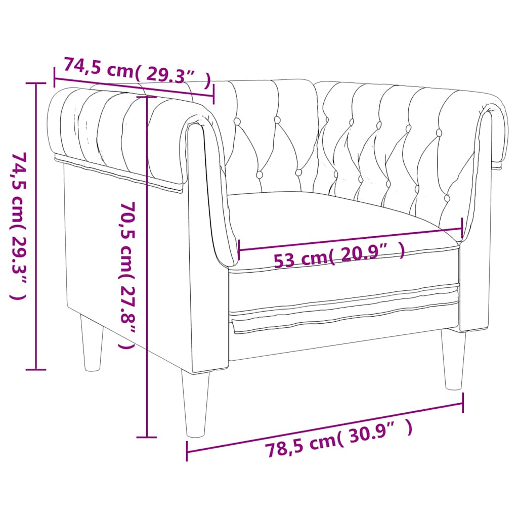 Πολυθρόνα Chesterfield Ανοιχτό Γκρι Υφασμάτινη