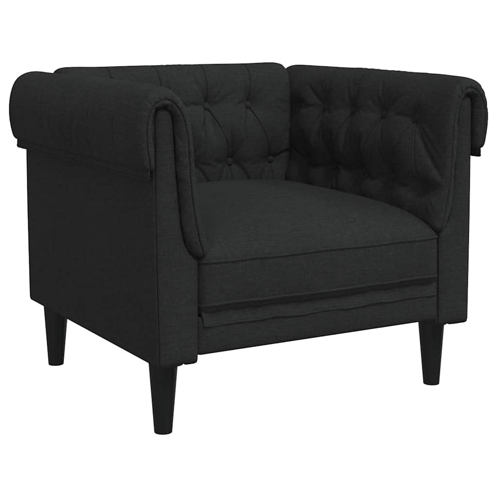 Πολυθρόνα Chesterfield Μαύρο Υφασμάτινη