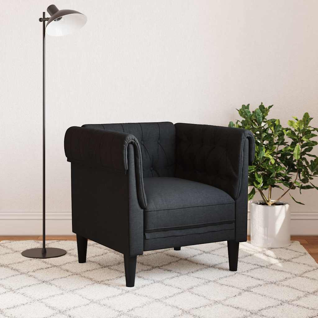 Πολυθρόνα Chesterfield Μαύρο Υφασμάτινη
