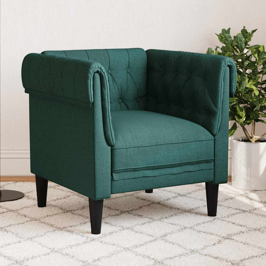 Πολυθρόνα Chesterfield Σκούρο Πράσινο Υφασμάτινη