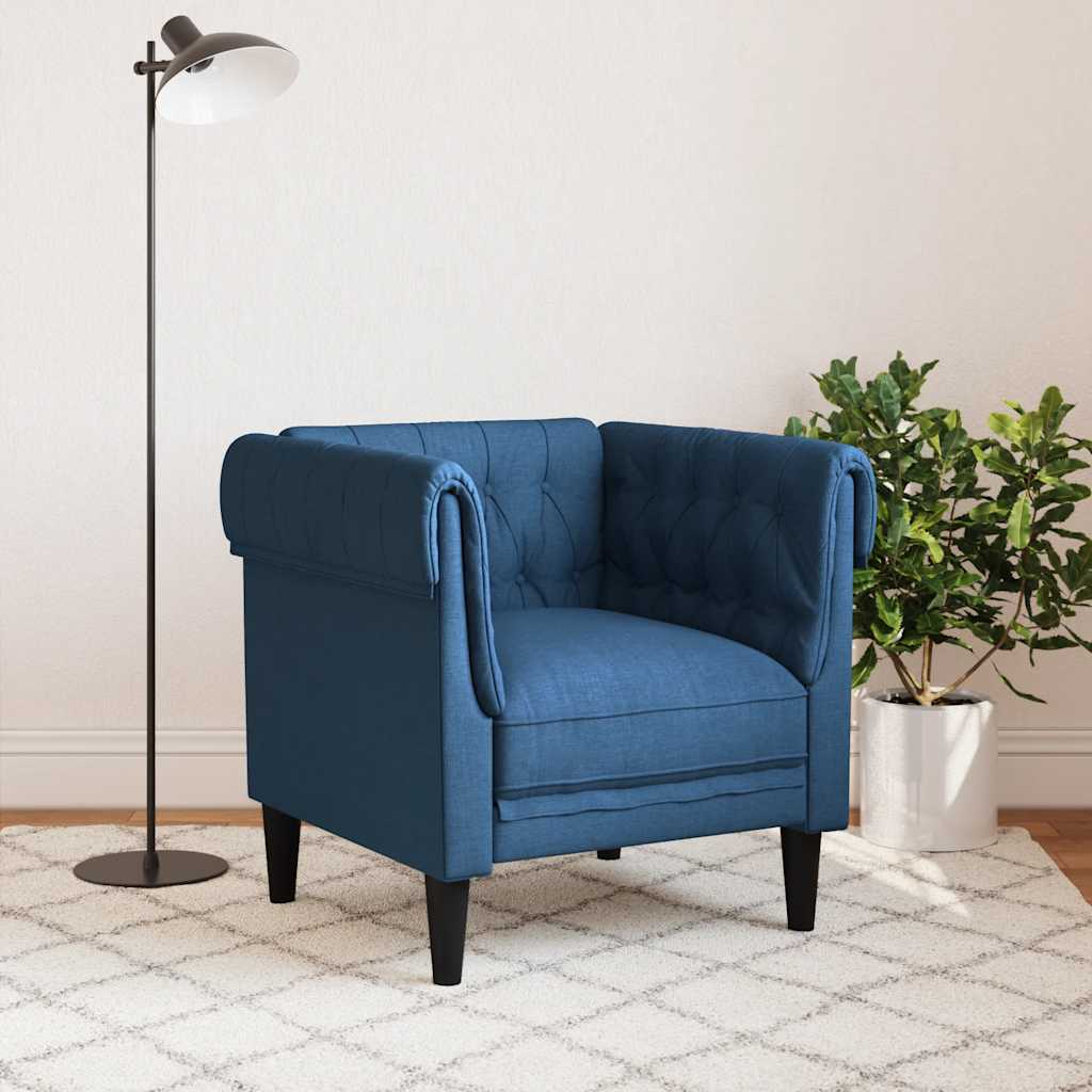 Πολυθρόνα Chesterfield Μπλε Υφασμάτινη