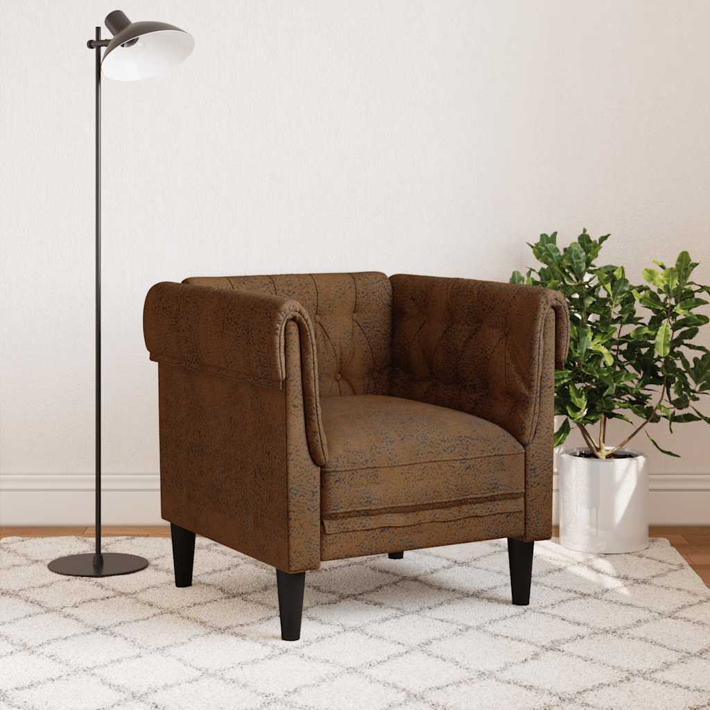 Πολυθρόνα Chesterfield Καφέ Υφασμάτινη