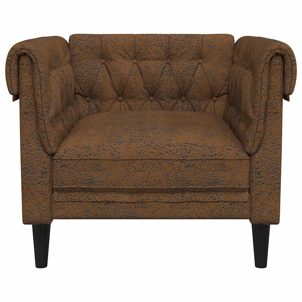 Πολυθρόνα Chesterfield Καφέ Υφασμάτινη