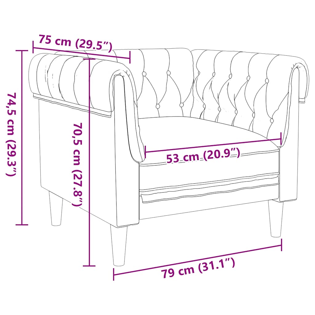 Πολυθρόνα Chesterfield Καφέ Υφασμάτινη