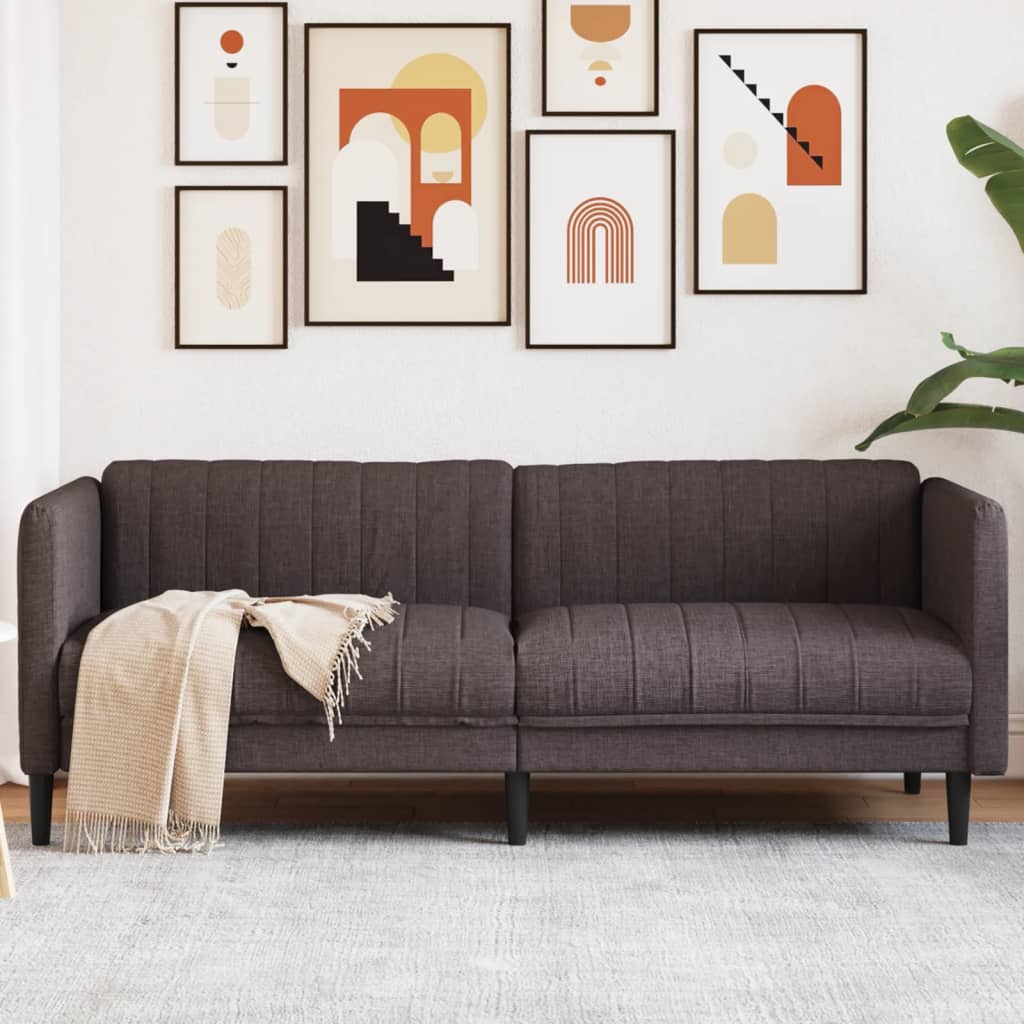 Καναπές Τριθέσιος Σκούρο Καφέ Υφασμάτινος