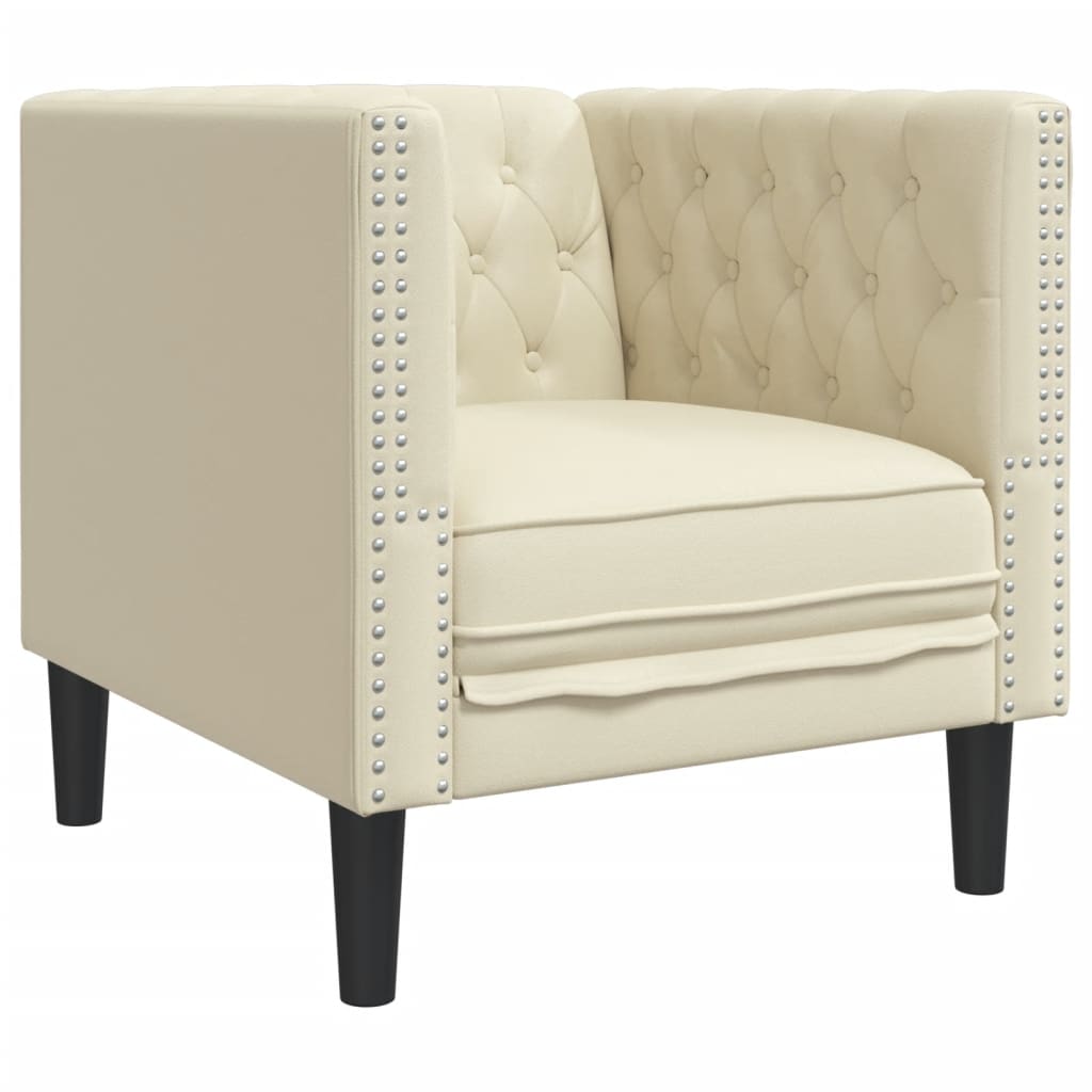 Καναπές Chesterfield Καρέκλα Cream Faux Leather