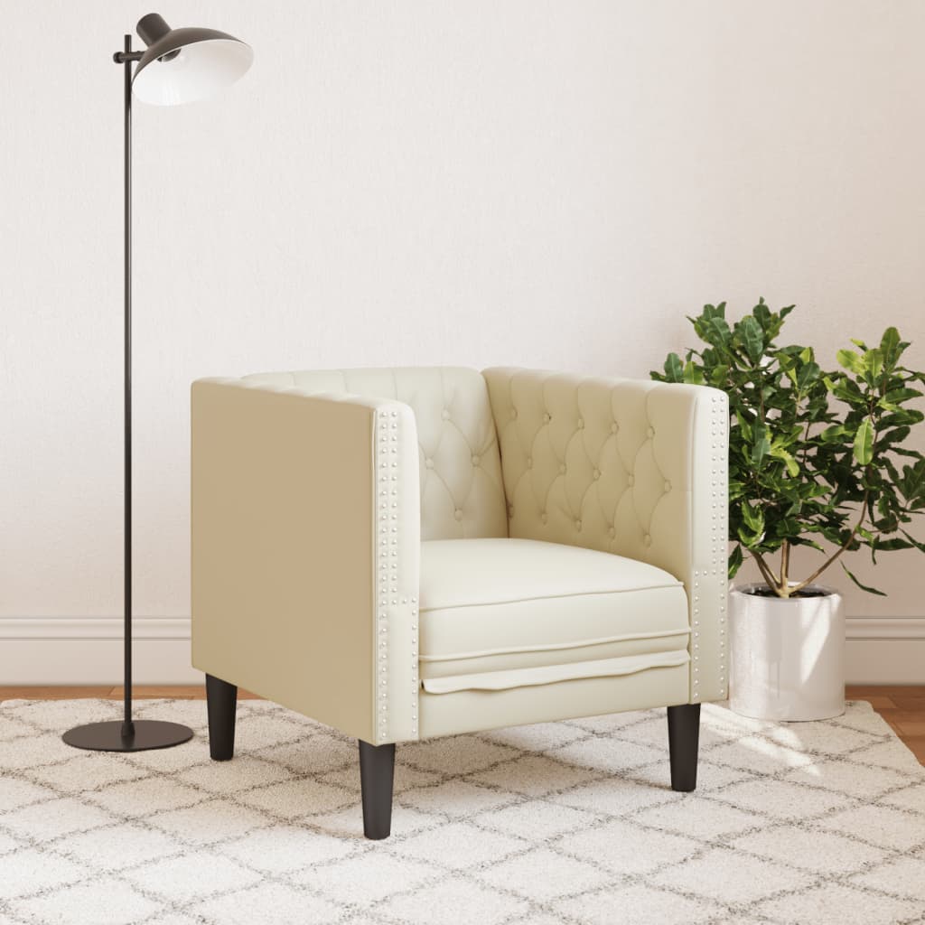 Καναπές Chesterfield Καρέκλα Cream Faux Leather