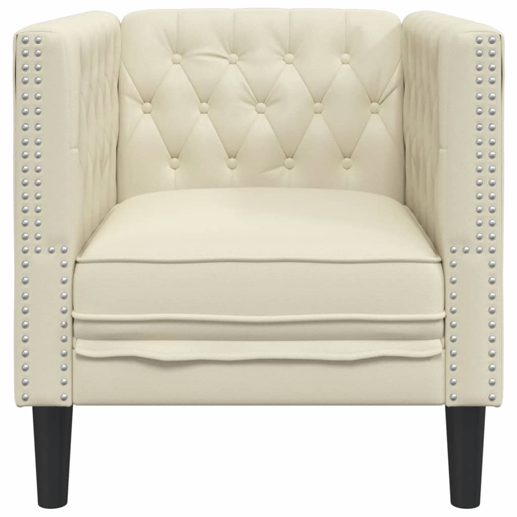 Καναπές Chesterfield Καρέκλα Cream Faux Leather