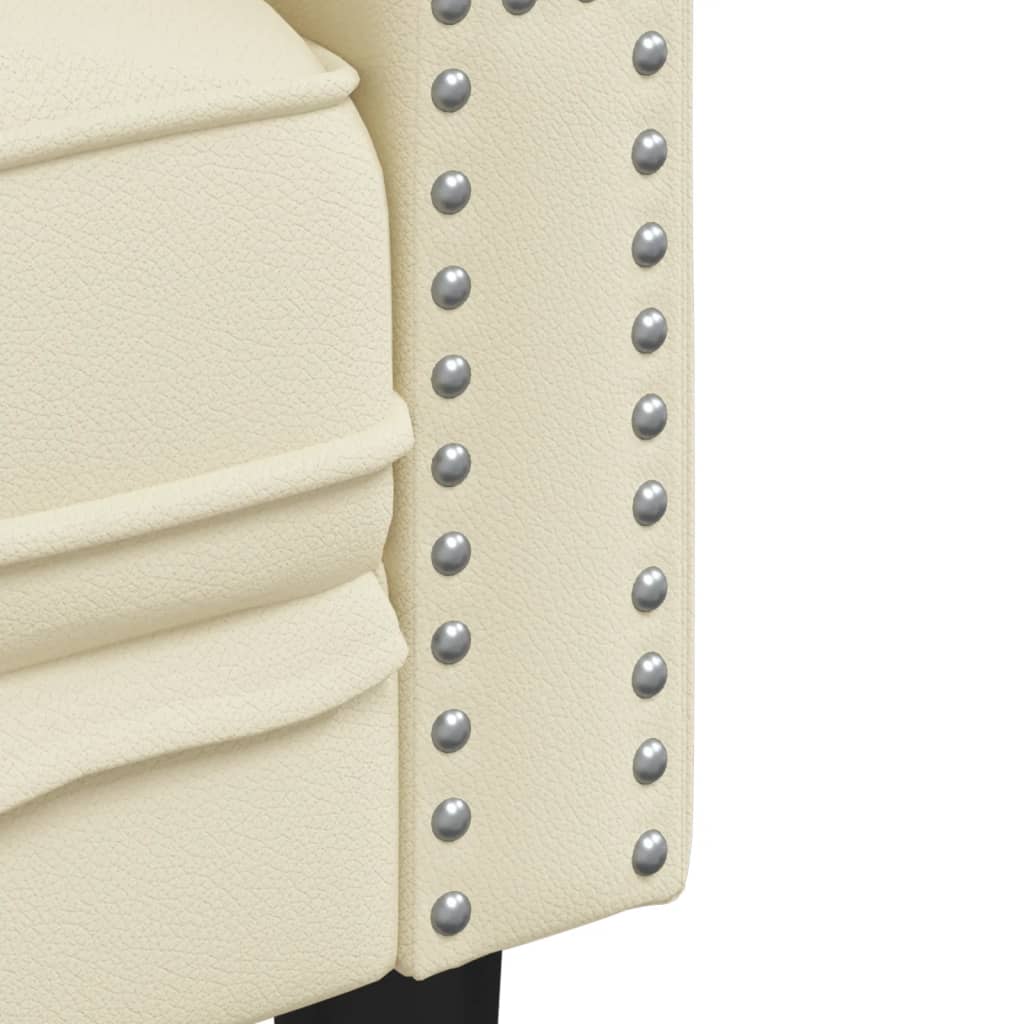 Καναπές Chesterfield Καρέκλα Cream Faux Leather