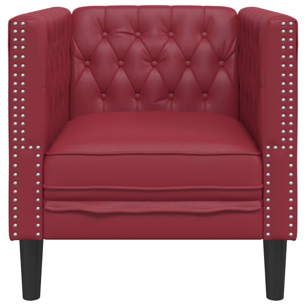 Πολυθρόνα Chesterfield Μπορντό από Συνθετικό Δέρμα