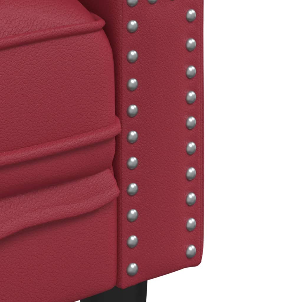 Πολυθρόνα Chesterfield Μπορντό από Συνθετικό Δέρμα