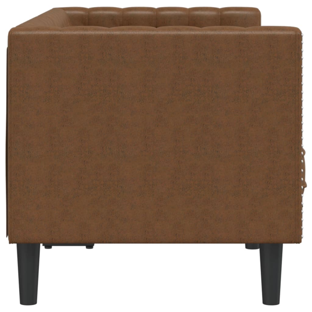 Καναπές Chesterfield 2-θέσιος Καφέ δέρμα Faux Suede καφέ