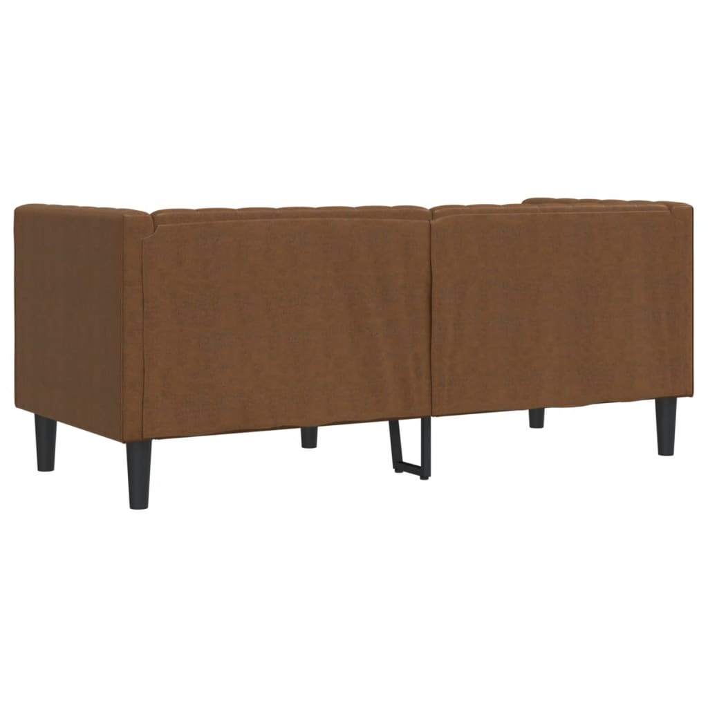 Καναπές Chesterfield 2-θέσιος Καφέ δέρμα Faux Suede καφέ