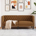 Καναπές Chesterfield 2-θέσιος Καφέ δέρμα Faux Suede καφέ