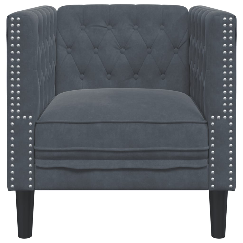 Πολυθρόνα Chesterfield Σκούρο Γκρι Βελούδινη
