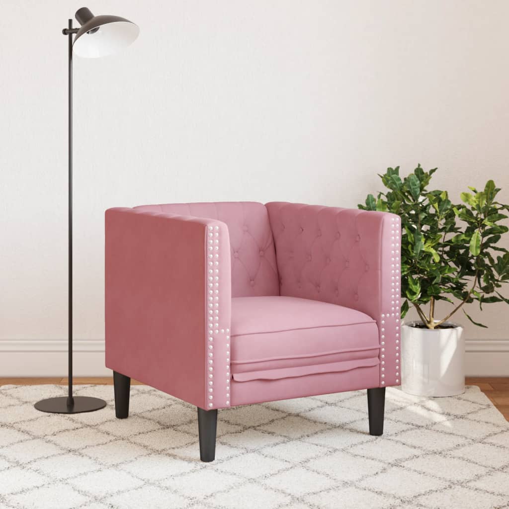 Πολυθρόνα Chesterfield Ροζ Βελούδινη