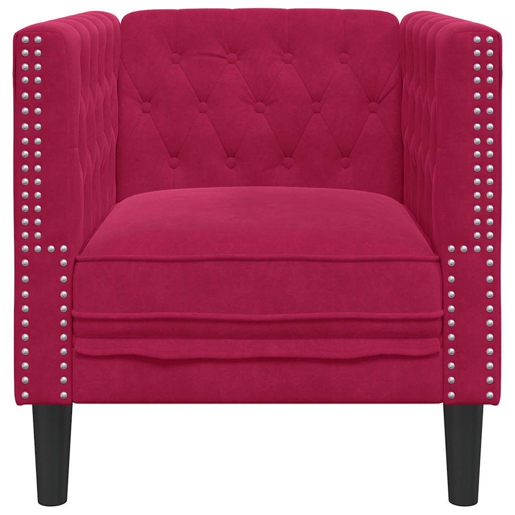 Πολυθρόνα Chesterfield Μπορντό Βελούδινη