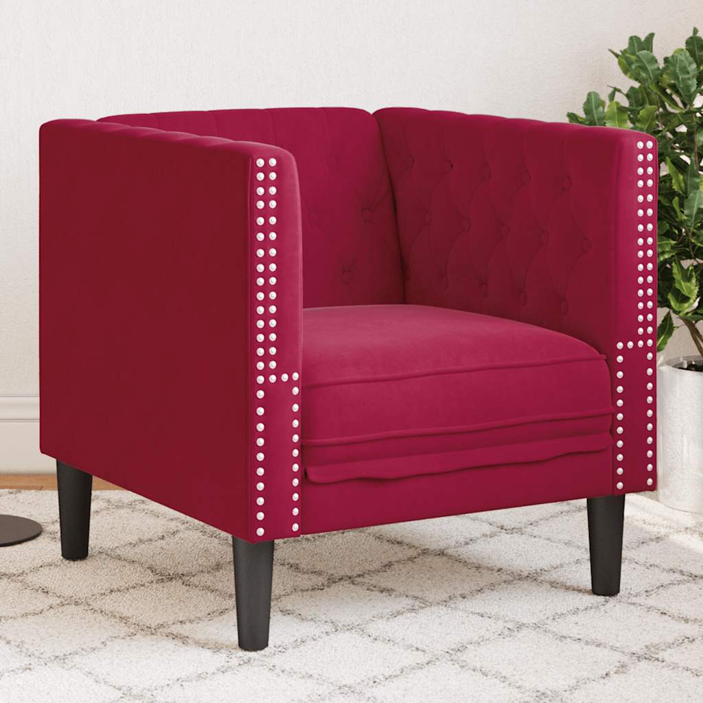 Πολυθρόνα Chesterfield Μπορντό Βελούδινη