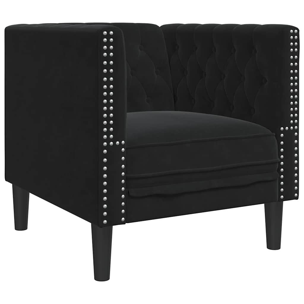 Πολυθρόνα Chesterfield Μαύρο Βελούδινη