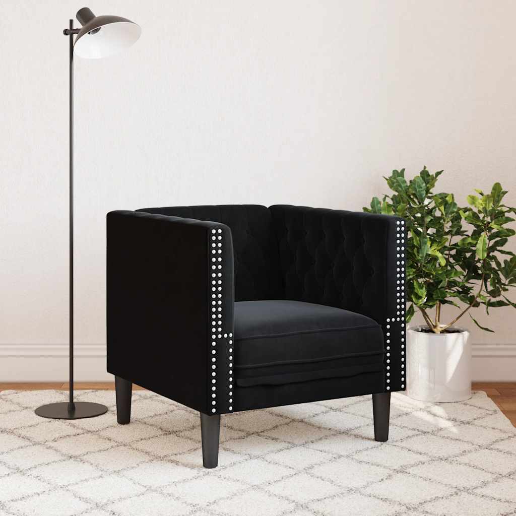 Πολυθρόνα Chesterfield Μαύρο Βελούδινη
