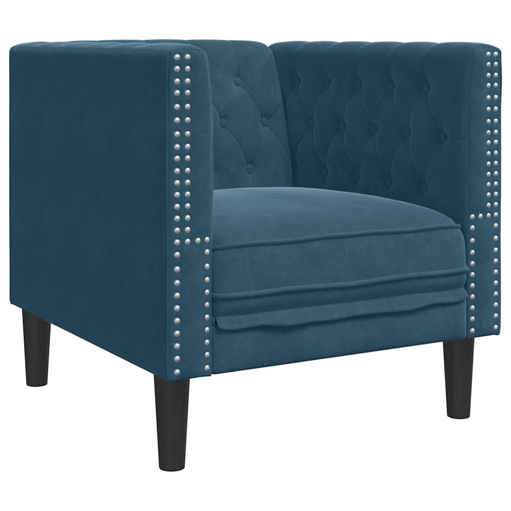 Πολυθρόνα Chesterfield Μπλε Βελούδινη