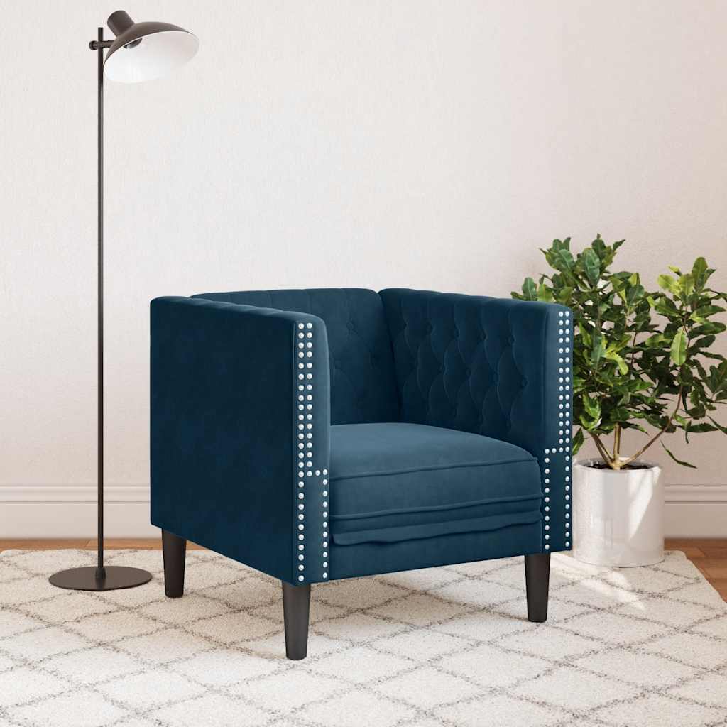 Πολυθρόνα Chesterfield Μπλε Βελούδινη