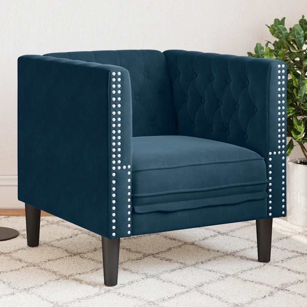 Πολυθρόνα Chesterfield Μπλε Βελούδινη