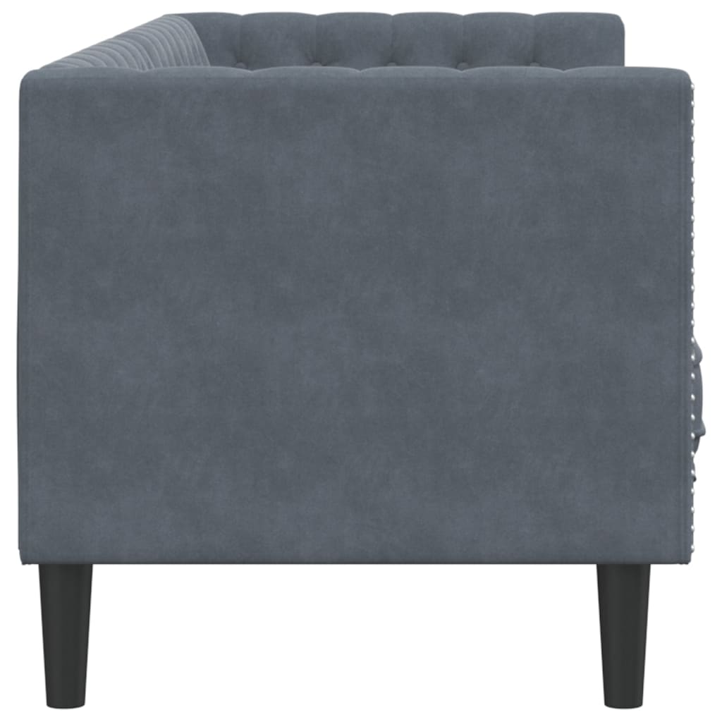 Καναπές Τριθέσιος Chesterfield + Στηρίγματα Σκούρο Γκρι Βελούδο