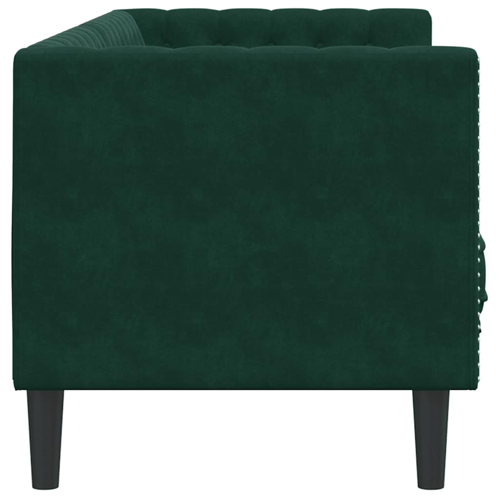 Καναπές Τριθέσιος Chesterfield + Στηρίγματα Σκ. Πράσινο Βελούδο