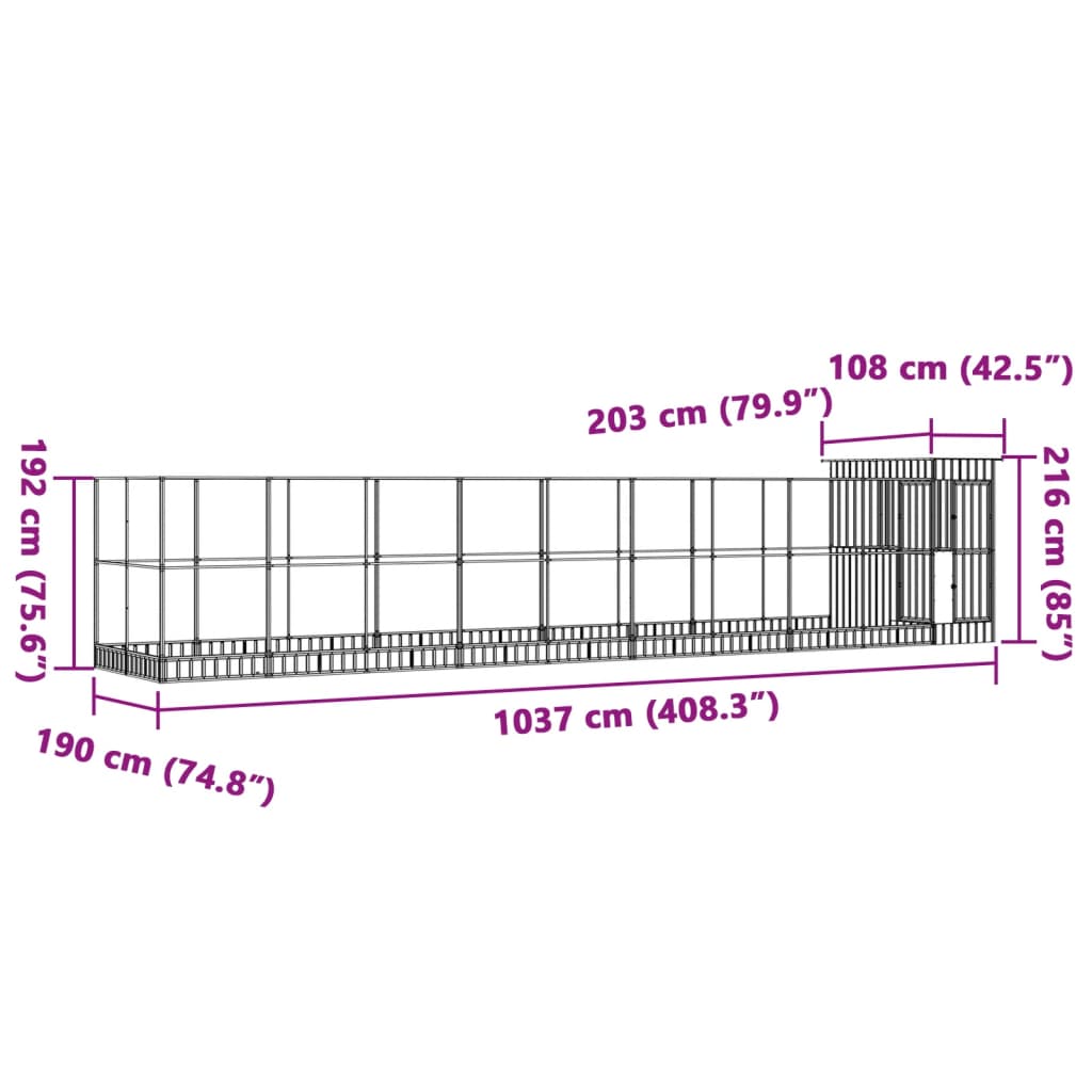 Κλουβί με Επέκταση Ασημένιο 1037x203x216 εκ. Ατσάλινο