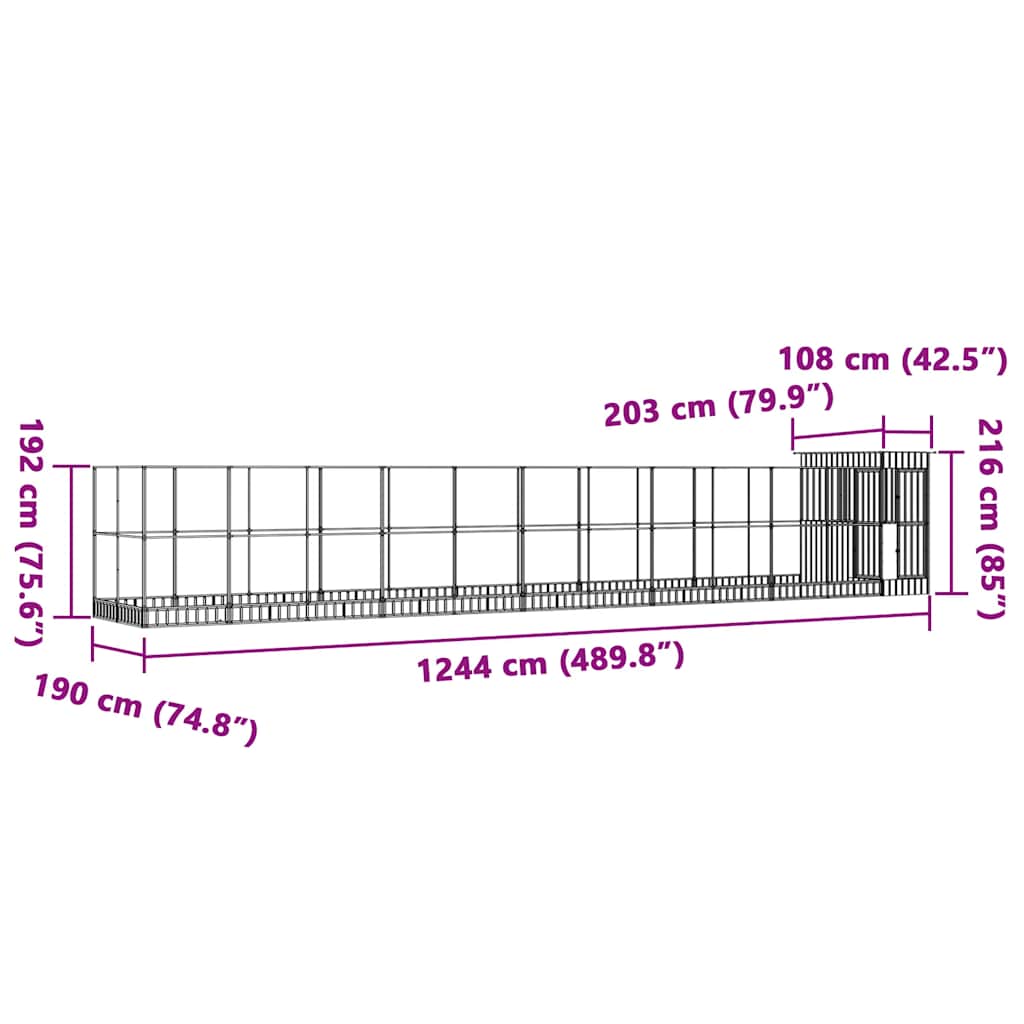 Κλουβί με Επέκταση Ασημένιο 1244x203x216 εκ. Ατσάλινο