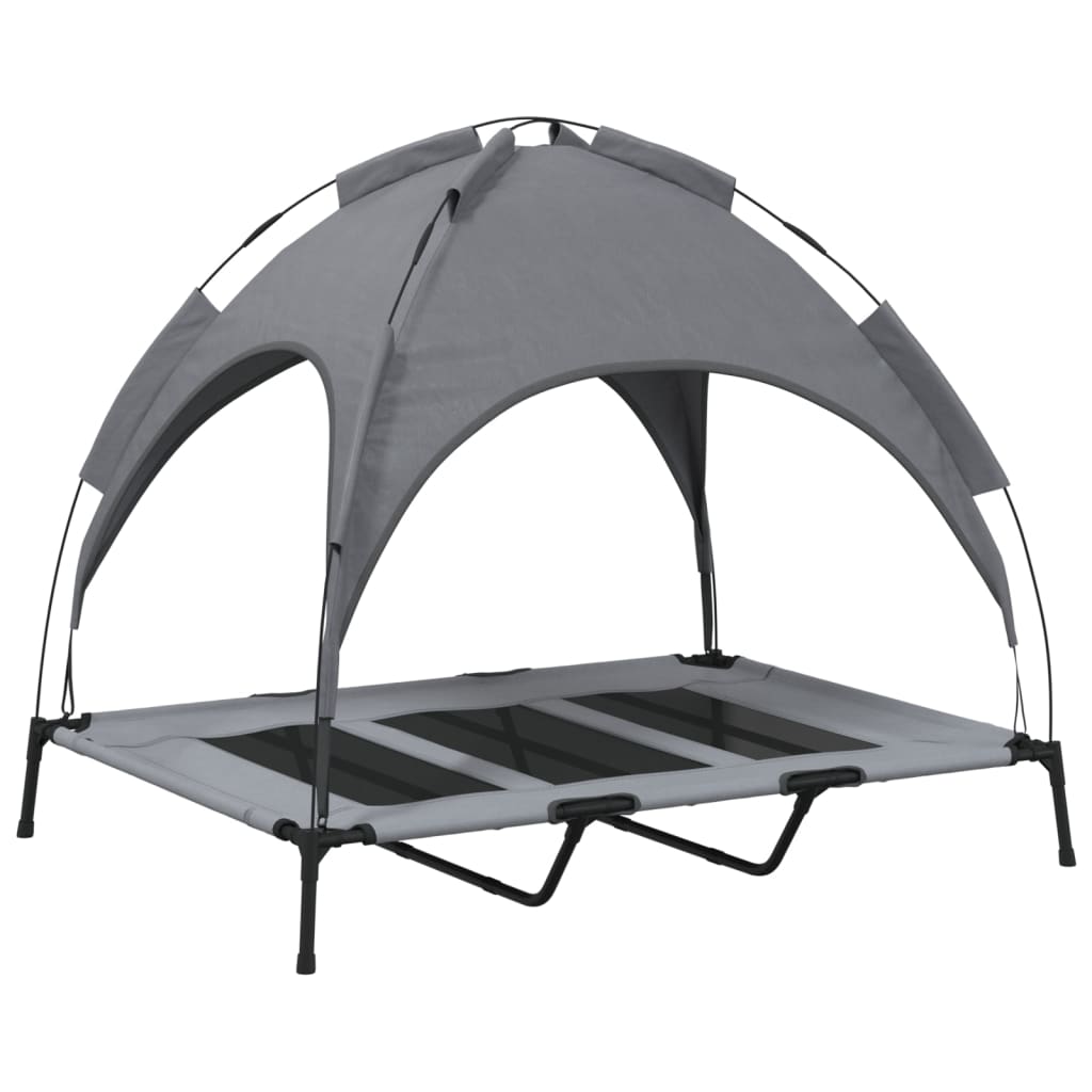 Κρεβάτι Σκύλου με Σκίαστρο Ανθρακί Ύφασμα Oxford και Ατσάλι