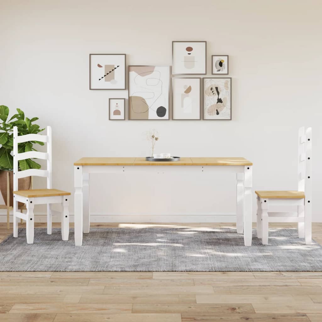 Τραπεζαρία Corona Λευκό 160 x 80 x 75 εκ. από Μασίφ Ξύλο Πεύκου
