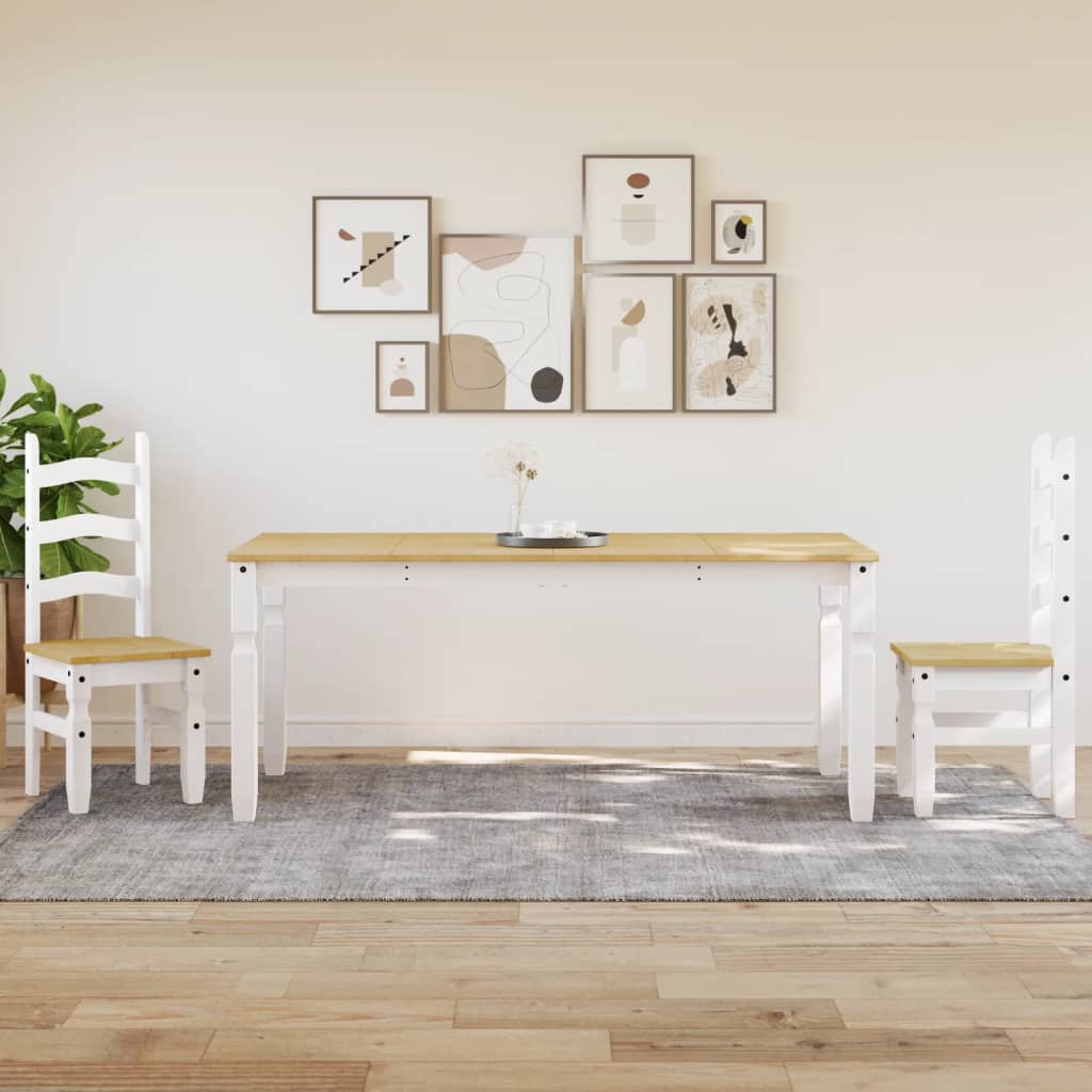 Τραπεζαρία Corona Λευκό 180 x 90 x 75 εκ. από Μασίφ Ξύλο Πεύκου