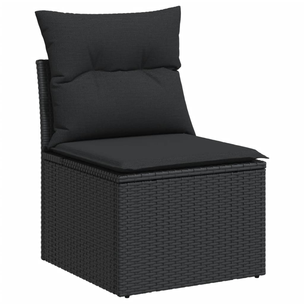 Καναπές Κήπου 6 Τεμαχίων Μαύρο από Συνθετικό Ρατάν με Μαξιλάρια