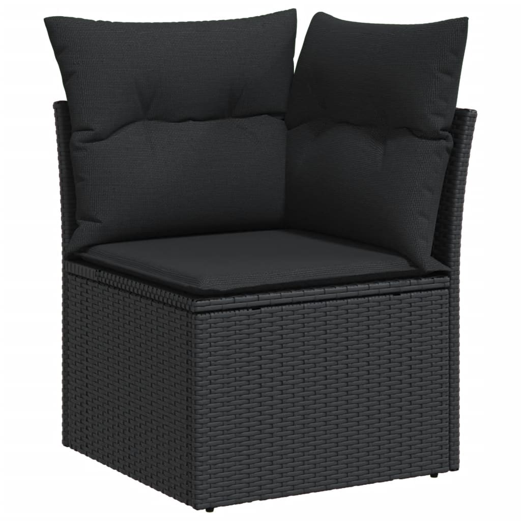Σαλόνι Κήπου 8 Τεμαχίων Μαύρο από Συνθετικό Ρατάν με Μαξιλάρια
