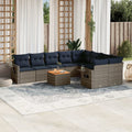 Σετ Καναπέδων Κήπου 10 Τεμαχίων με Μαξιλάρια Γκρι από Συνθετικό Ρατάν