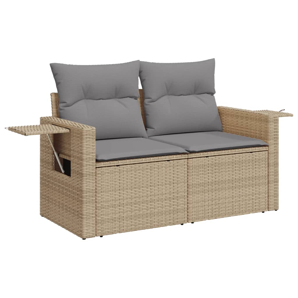 Σετ Καναπέ Κήπου 10 τεμ. Μπεζ Συνθετικό Ρατάν με Μαξιλάρια