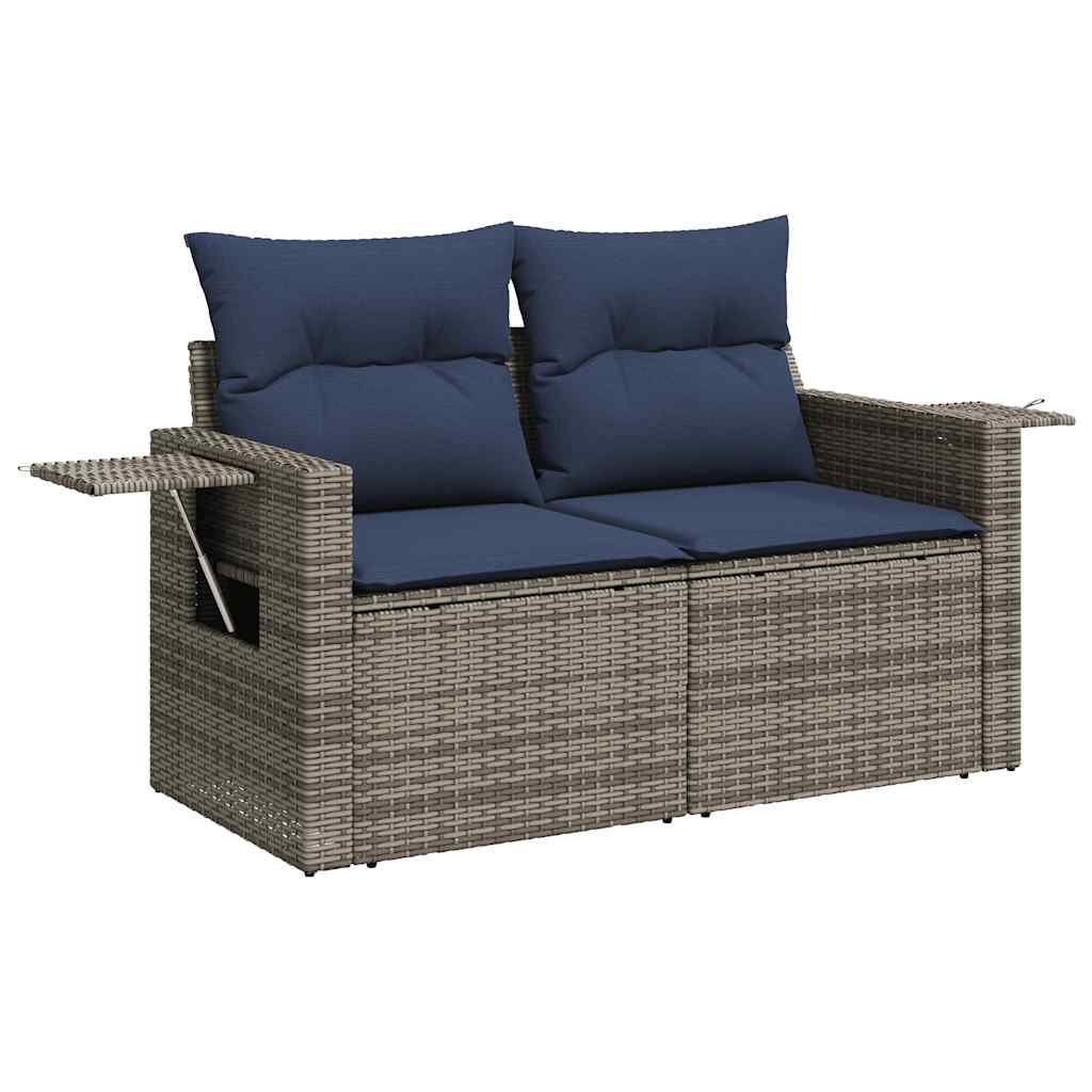 Σετ Καναπέδων Κήπου 11 Τεμαχίων με Μαξιλάρια Γκρι από Συνθετικό Ρατάν