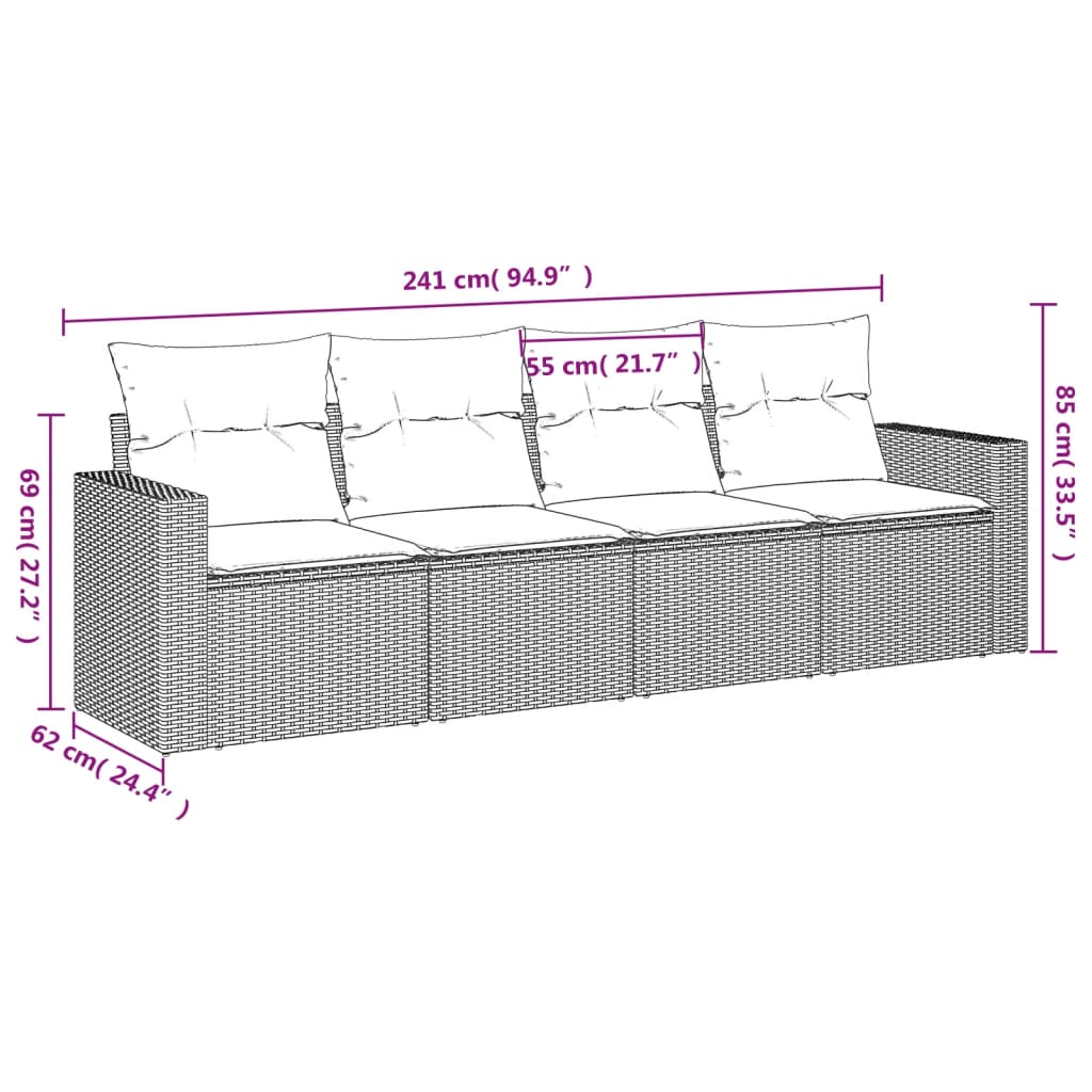Σετ Καναπέ Κήπου 4 τεμ. Μπεζ Συνθετικό Ρατάν με Μαξιλάρια