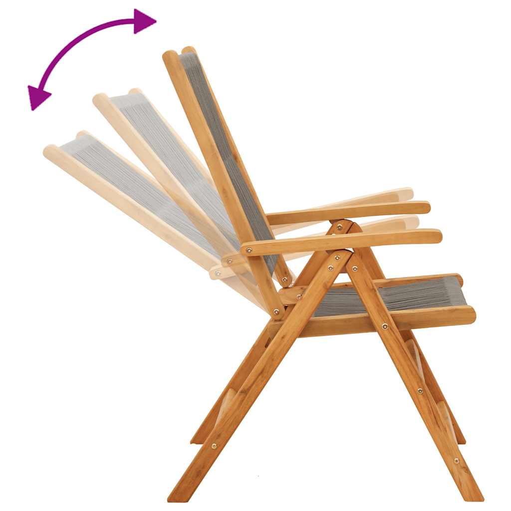 Ανακλινόμενες πτυσσόμενες καρέκλες 4 τεμ. Γκρι από μασίφ ξύλο ακακίας – εικόνα προϊόντος 7